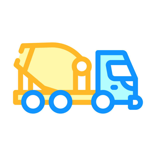 betoniarka ciężarówka kolor ikona wektor ilustracja - loading earth mover skidding construction equipment stock illustrations