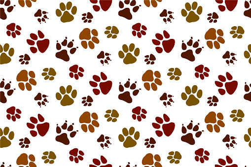 Seamless Pattern With Paws. Animal Paw Background.