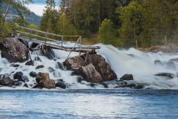 Photo of Kjaerrafossen waterfall on the Numedalslagen River in Norway