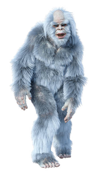 3d illustrationa fantasy creature yeti on white - yeti imagens e fotografias de stock