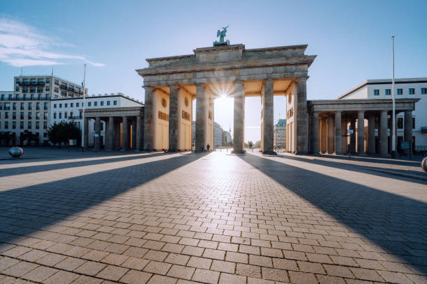 istock Brandenburg Gate Berlin with Quadriga, blue sky, Berlin, Germany 1271128586
