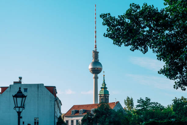istock Berlin City view with TV-Tower under blue sky and clouds 1271128639