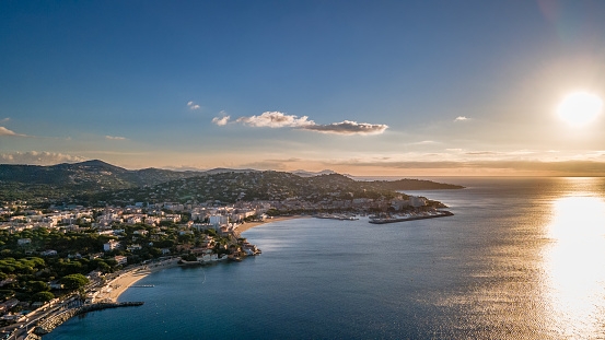 Aerial view of Sainte-Maxime seafront in French Riviera (South of France)