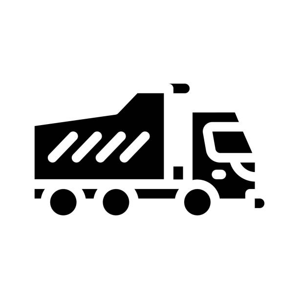 wywrotka ciężarówka glif ikona wektor izolowane ilustracja - loading earth mover skidding construction equipment stock illustrations