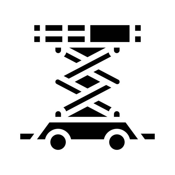 nożycowa podnośnik ikona glifów wektor izolowana ilustracja - loading earth mover skidding construction equipment stock illustrations