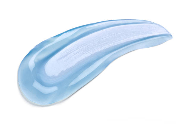 gel transparent cream beauty hygiene lotion skin care close up of a transparent gel cream sample on white background blue cleansing balm stock pictures, royalty-free photos & images