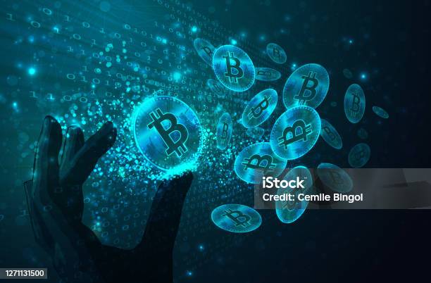 Concetto Di Criptovaluta Bitcoin - Immagini vettoriali stock e altre immagini di Criptovaluta - Criptovaluta, Bitcoin, Azioni e partecipazioni