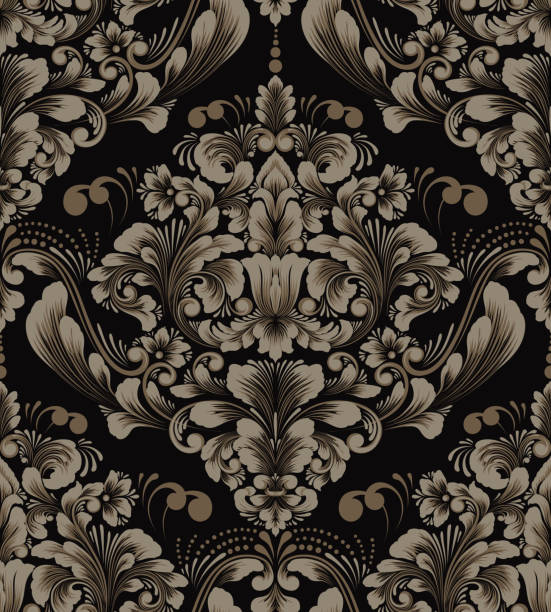 Damask seamless pattern element. Vector classical luxury old fashioned damask ornament, royal victorian seamless texture for wallpapers, textile, wrapping. Vintage exquisite floral baroque template. Damask seamless pattern element. Vector classical luxury old fashioned damask ornament, royal victorian seamless texture for wallpapers, textile, wrapping. Vintage exquisite floral baroque template rococo stock illustrations