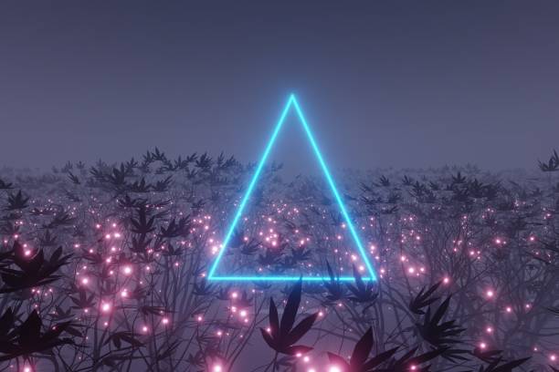 istock abstract Glowing triangle Sparkles on alien planet landscape forest 3d rendering 1271133649