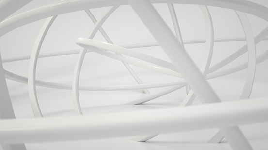 3d rendering of rings, white color. Abstract futuristic background.