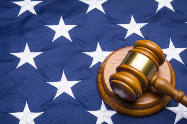 istock Gavel on American flag, close up 1271138898