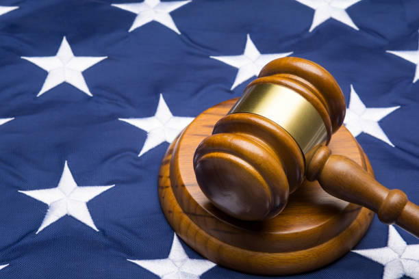 istock Gavel on American flag, close up 1271139181