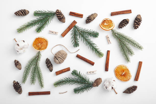 istock Zero waste natural classic decoration on white background 1271140498