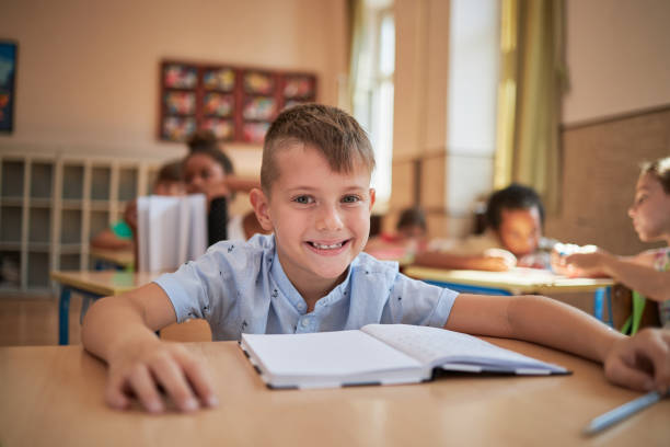 istock Portrait of a smiling elementary school student in a classroom 1271141800