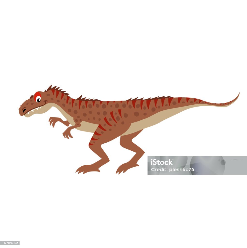 Ilustración De Dibujos Animados Allosaurus Dinosaurio Carnívoro De Estilo Simple Plano Jurásico