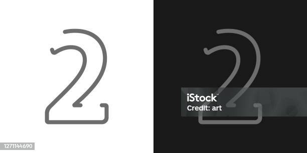 Outlined Two Color Numbers 2 Number Line Design Font Contrast Color Vector Illustration Stock ...