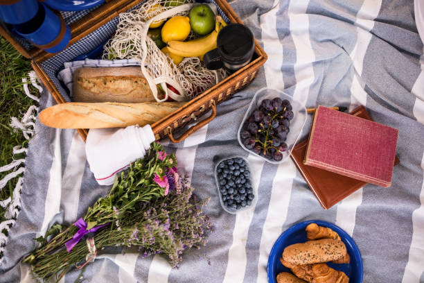 The basket for the picnic has been unpacked