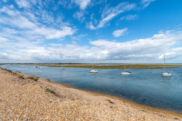 Boats moored in Keyhaven Harbour in Hampshire