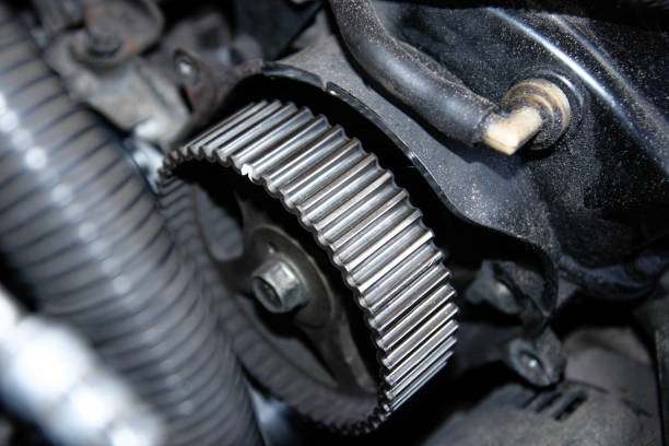 istock camshaft pulley V-shaped car engine, preparation for replacing the timing belt. 1271149985