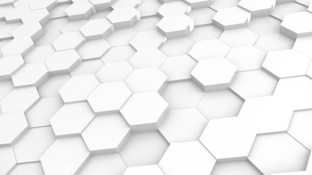 istock 3D Futursitics rendering white abstract honeycomb random surface level background with lighting and shadow. Tilt angle 1271150132