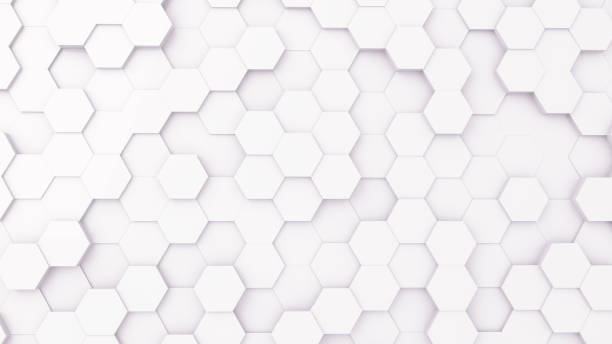 istock 3D Futursitics rendering white abstract honeycomb random surface level background with lighting and shadow. Top view 1271150232