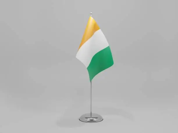 Cote D Ivoire National Flag, White Background - 3D Render