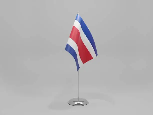 Costa Rica National Flag, White Background - 3D Render