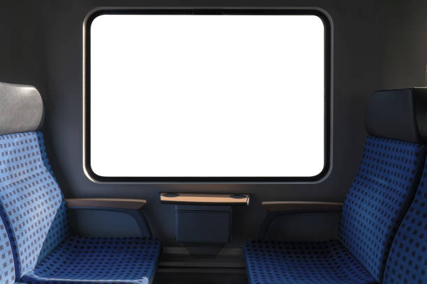 istock Isolated white window backgrounds on clean hygiene empty seat on europe Germany public transportation train subway bus with sunlight for traveler to travel during vacation with custom view 1271154689