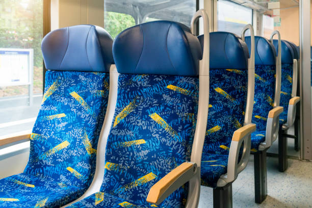 istock Clean hygiene empty seat on europe Germany public transportation train subway bus with sunlight for traveler to travel during vacation with nature view on window 1271154854