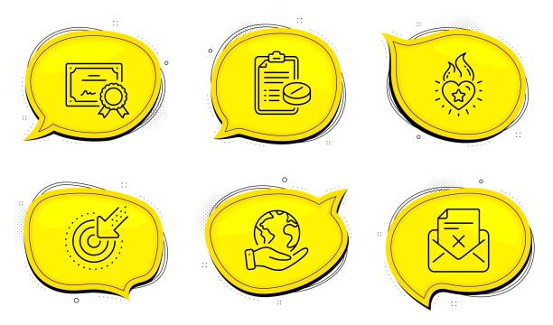 istock Medical prescription, Heart flame and Targeting icons set. Reject letter sign. Vector 1271155951