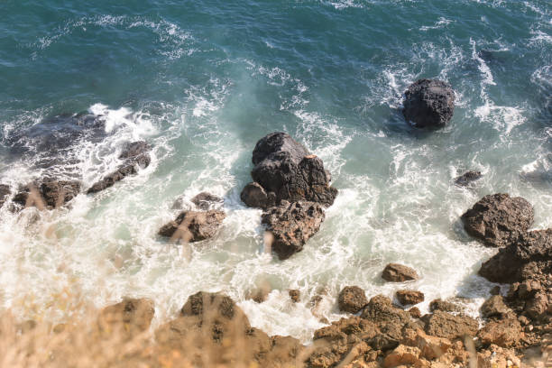 Stormy waters of Malibu beaches stock photo