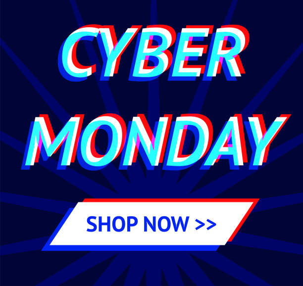 ilustrações, clipart, desenhos animados e ícones de cyber monday assinar botão "compre agora" - anaglyph