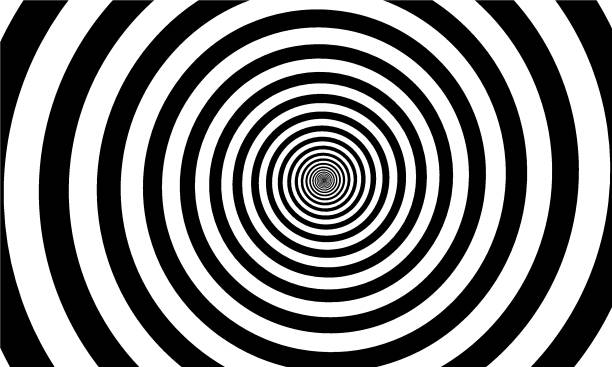 black and white magic circle, graphic design element Banner with spiral, black and white magic circle, graphic design element. Background with  spiral tunnel illustrations stock illustrations