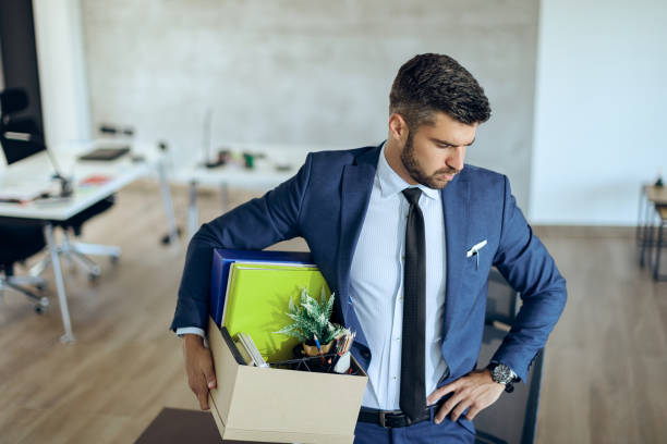istock Fired businessman feeling worried about loosing his job. 1271163555