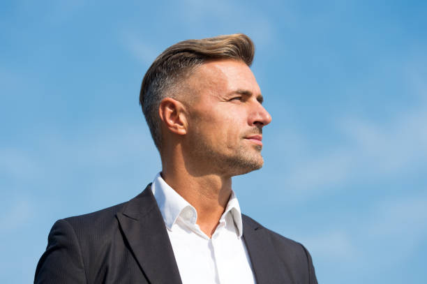 istock Lost in thoughts. Cognitive process. Intellectual work. Man stylish hairstyle. Male face. Businessman concept. Attractive mature man. Mature man grey hair and bristle outdoors. Predict developments 1271167520