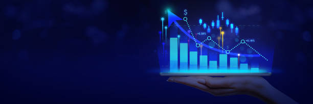istock Hand Women holding tablet with graphs analysis candle 1271170057