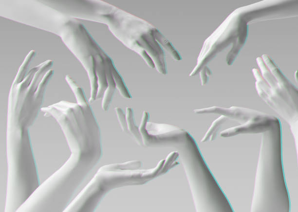 istock Mannequin hands set duotone, isolated female hand white sculptures elegant gestures isolated 3d rendering concept 1271174259