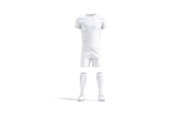 istock Blank white soccer uniform with t-shirt, short, socks, boots mockup 1271174287