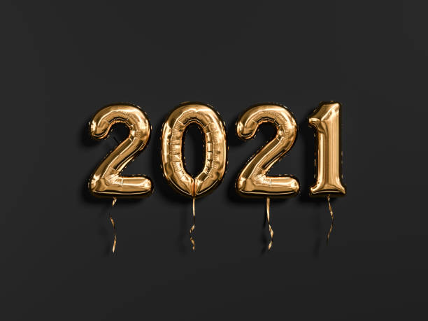 New year 2021 gold and black. Gold foil balloons numeral 2021 isolated on black background. 3D rendering New year 2021 gold and black. Gold foil balloons numeral 2021 isolated on black background. 3D rendering 2021 stock pictures, royalty-free photos & images