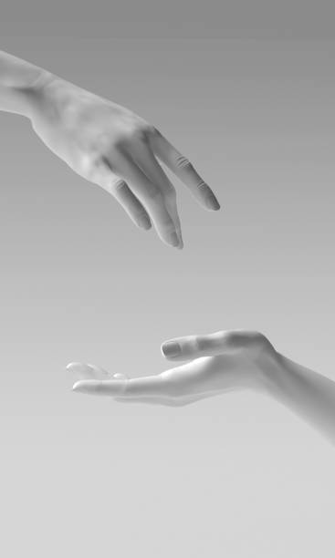 istock Abstract beautiful woman's white hand sculpture. Palm up showing and presenting gesture, mannequin arm 3d rendering 1271174757