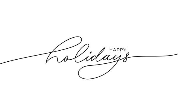 mutlu tatiller ifade. modern kalem vektör kaligrafisi. tebrik tatil kartı, noel ve yeni yıl ifade. - happy holidays stock illustrations