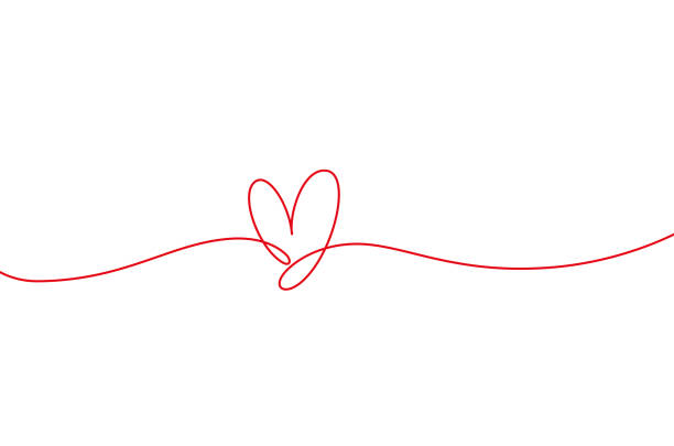 illustrations, cliparts, dessins animés et icônes de ligne mono de forme de coeur. icône de ligne continue, élément calligraphique dessiné à la main. flourish clipart. - un seul objet illustrations