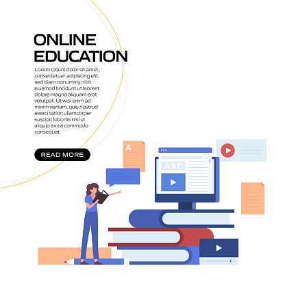 Online Education, E-Learning, Distance Education Concept Vector Illustration for Website Banner, Advertisement and Marketing Material, Online Advertising, Business Presentation etc.