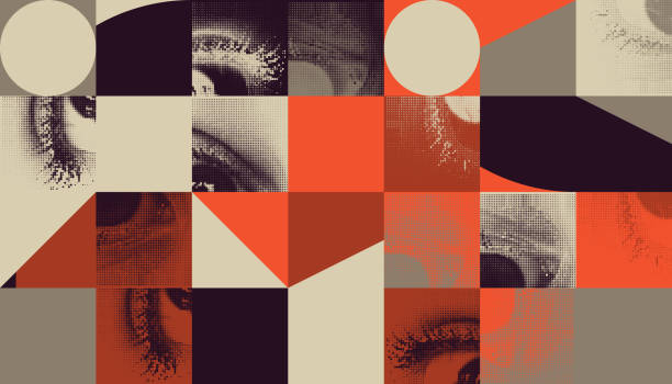 absztrakt geometriai vektorminta átmeneti hatással - ifjúsági kultúra témájú stock illusztrációk