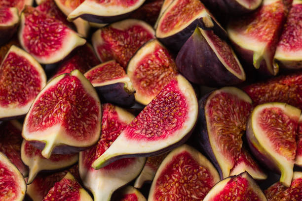 istock Tasty figs background. Top view. 1271187125