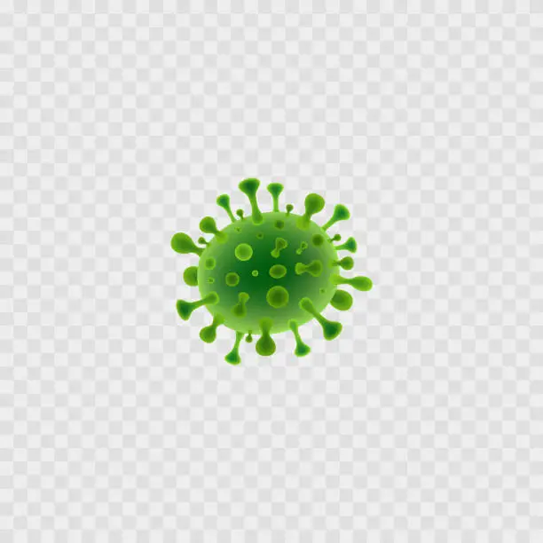 Vector illustration of Corona virus germ. Green bacteria. Coronavirus microbe. Vector