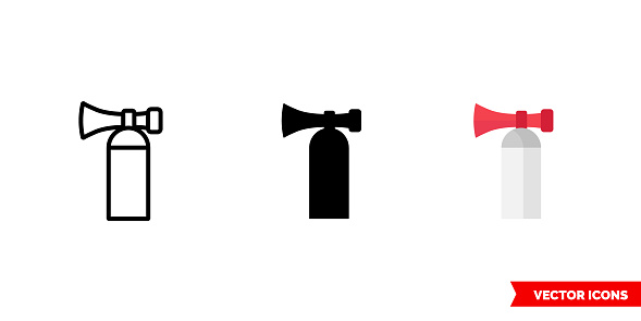 Air horn icon of 3 types. Isolated vector sign symbol.