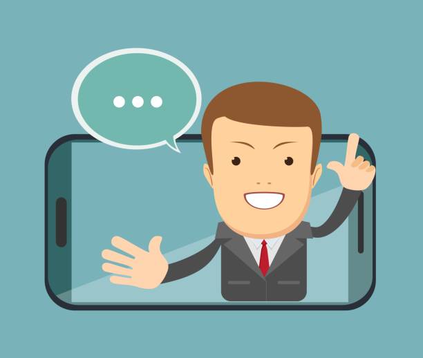 istock Smiling male speaking from screen of a smart phone. video call. Customer service concept 1271192733