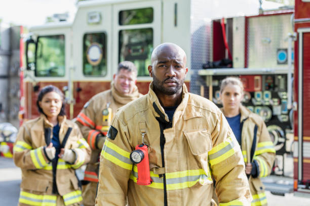 istock African-American firefighter and crew 1271192843