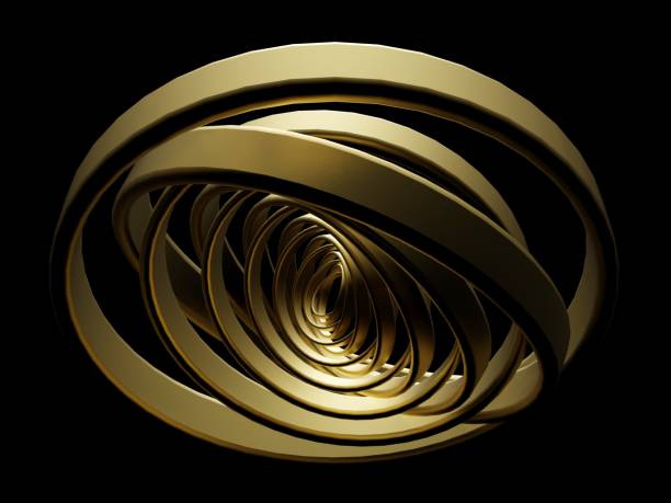 istock Gold circles on black background. 3d illustration. 3d rendering. 1271193924